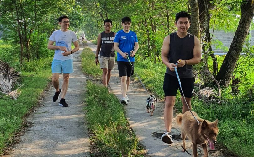 Walking with Dogs in the village of Tembi